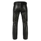 Men's Black Biker Style Leather Chaps with Quilted Padding