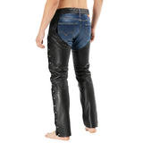 Dean Men's Black Genuine Leather Motorcycle Chaps