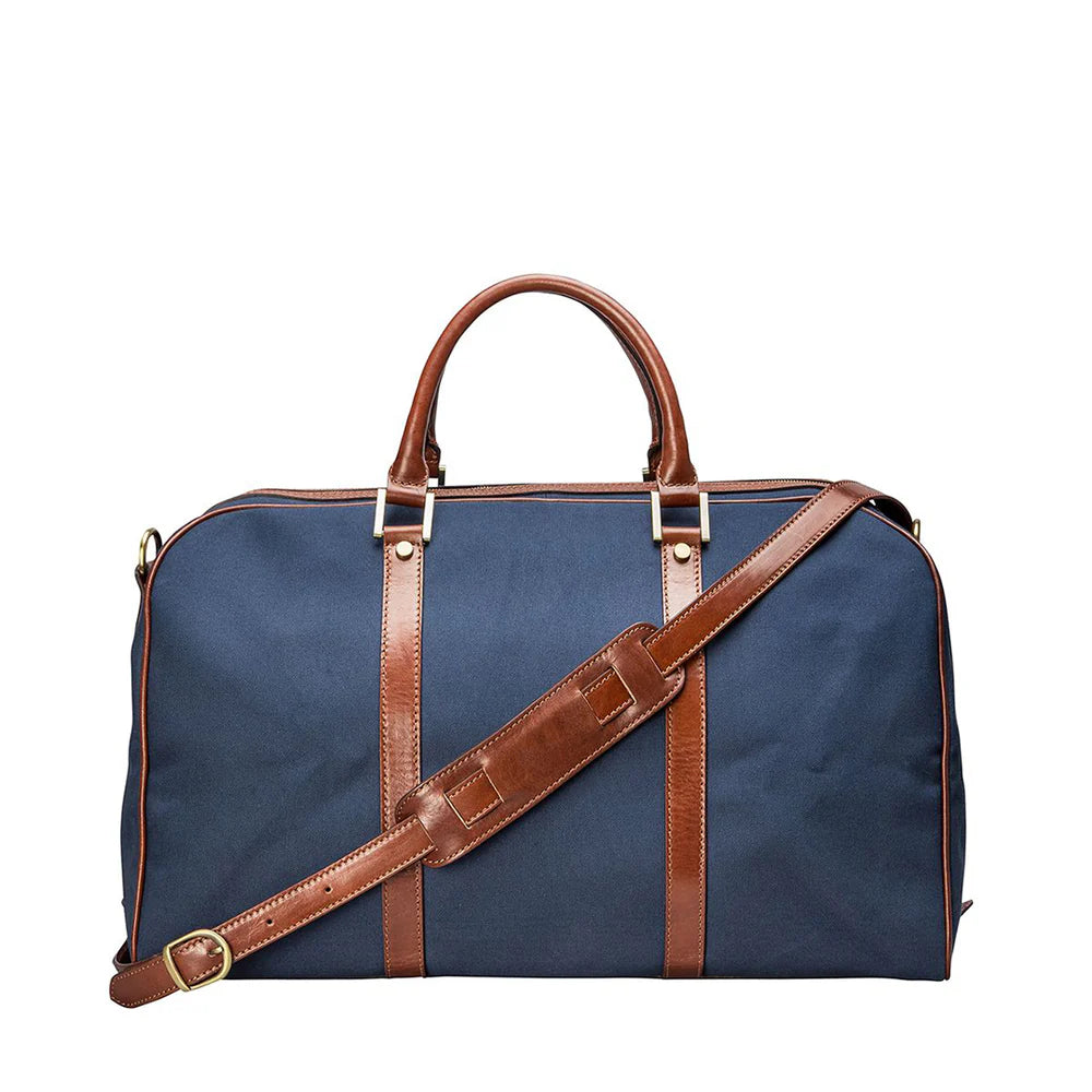Canvas and leather weekender travel bag handcrafted by SOVR Leather