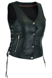 Contour Women's Genuine Leather Motorcycle Vest