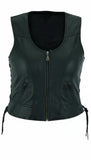 Feather Women's Genuine Leather Motorcycle Vest