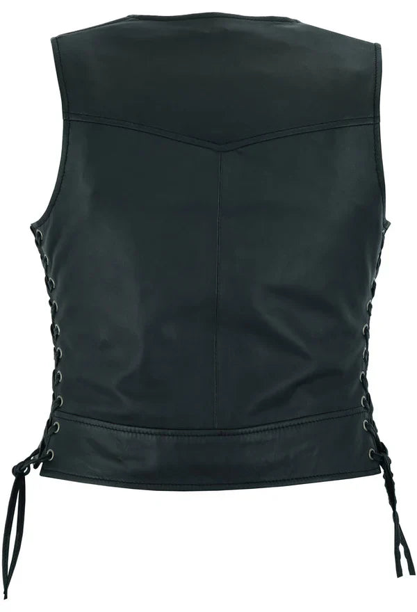 Feather Women's Genuine Leather Motorcycle Vest