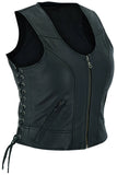 Feather Women's Genuine Leather Motorcycle Vest