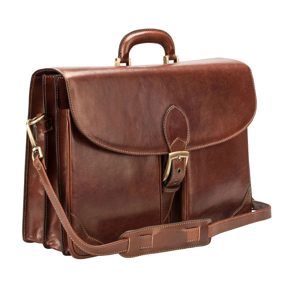 Men's full grain leather business briefcase handcrafted by SOVR Leather