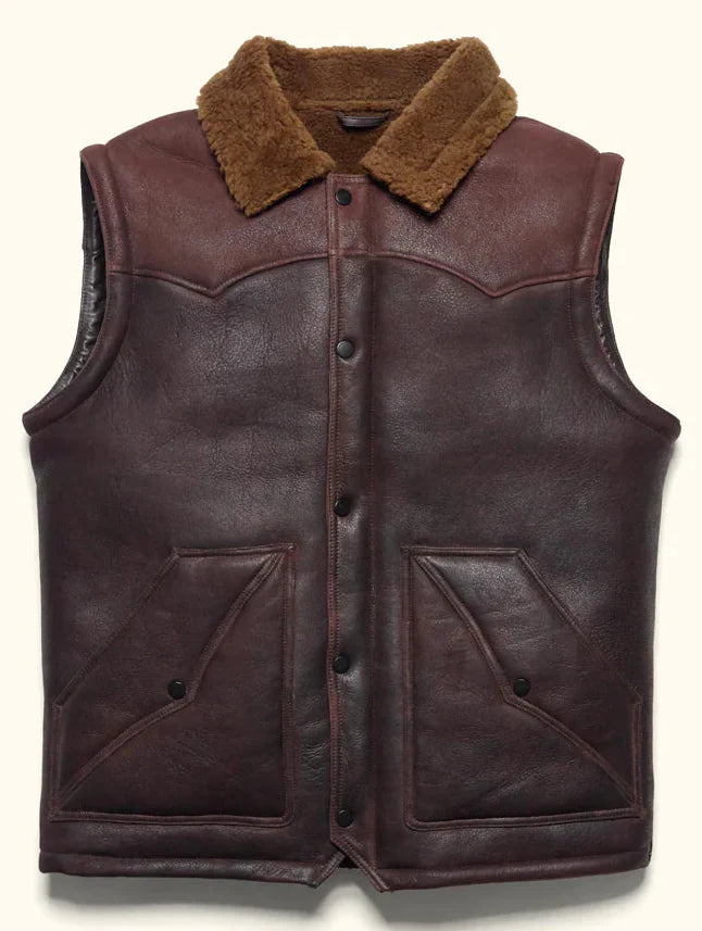 Men’s Shearling Leather Vest – Turkish Sheepskin Western Vest