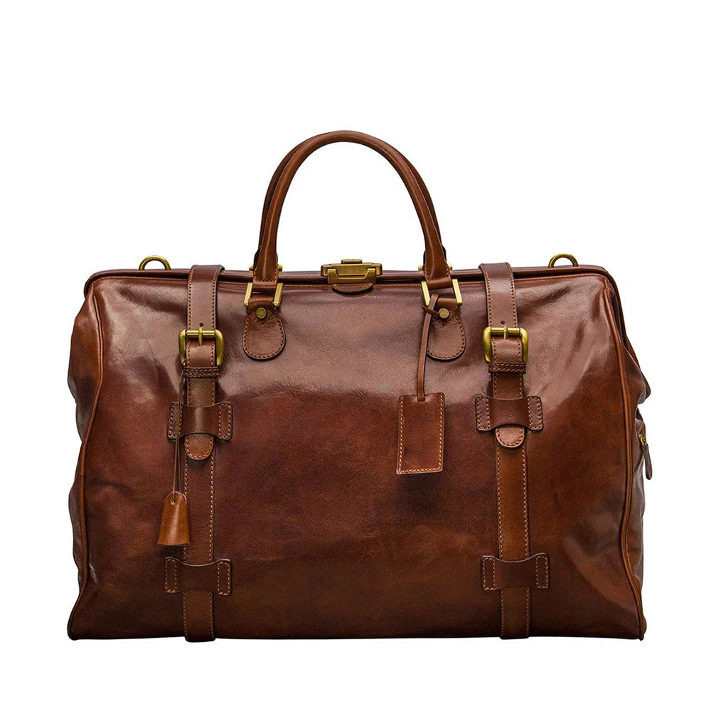 Luxury leather Gladstone travel bag handcrafted by SOVR Leather
