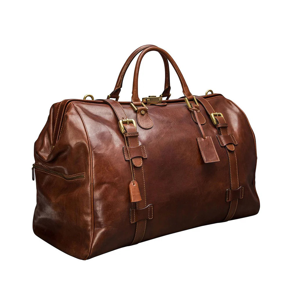 Luxury leather Gladstone travel bag handcrafted by SOVR Leather