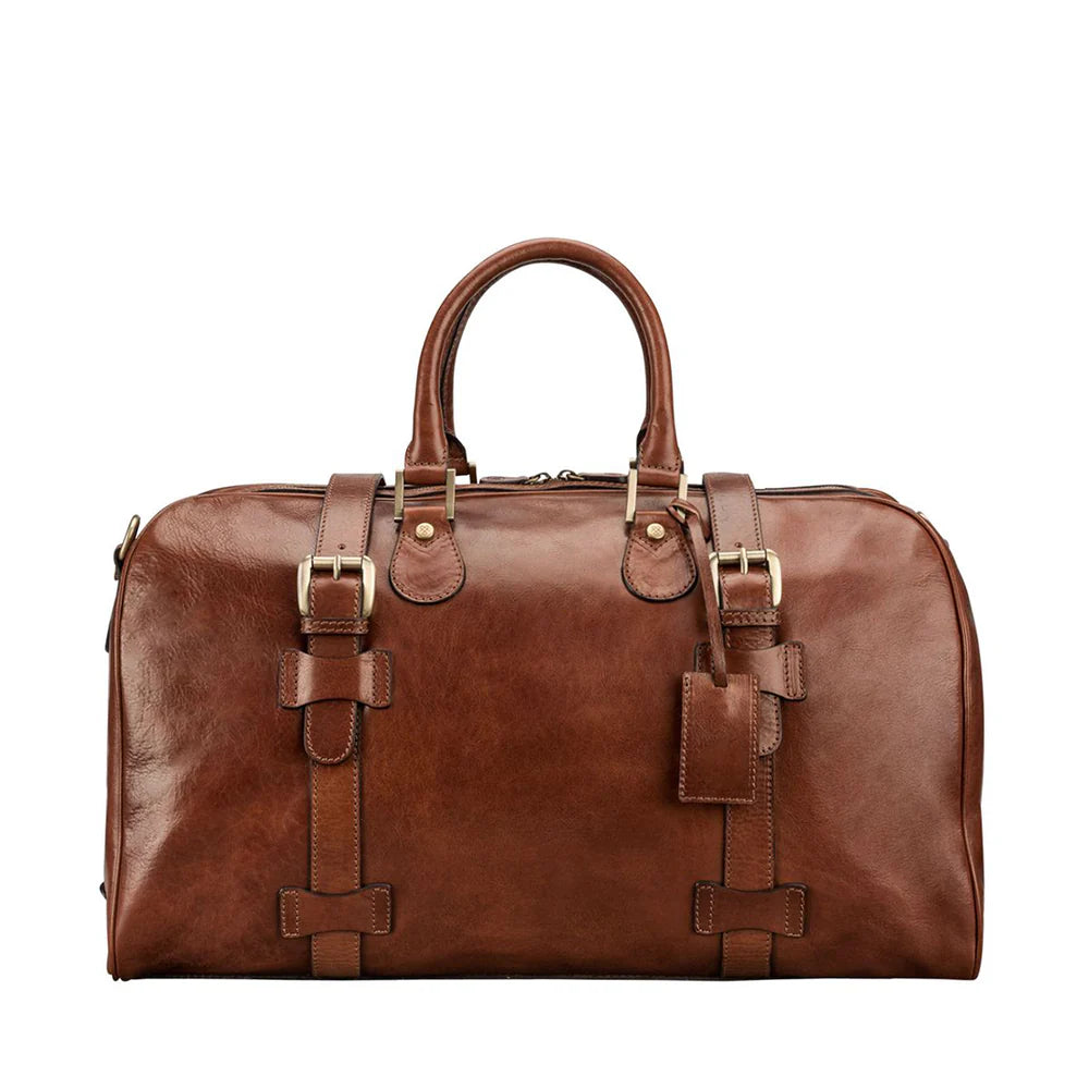 Men's leather overnight bag handcrafted by SOVR Leather