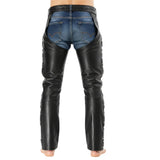Dean Men's Black Genuine Leather Motorcycle Chaps
