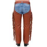Sheriff Men's Brown Leather Motorcycle Chaps