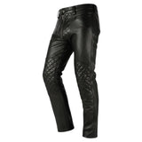 Men's Black Biker Style Leather Chaps with Quilted Padding