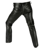 Men's Black Biker Style Leather Chaps with Quilted Padding