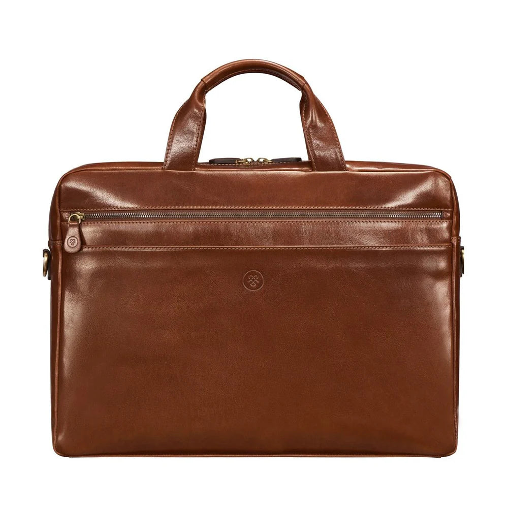 Men's classic leather briefcase handcrafted by SOVR Leather