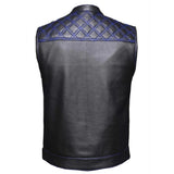 Men's club style leather vest handcrafted from genuine cowhide leather by SOVR Leather