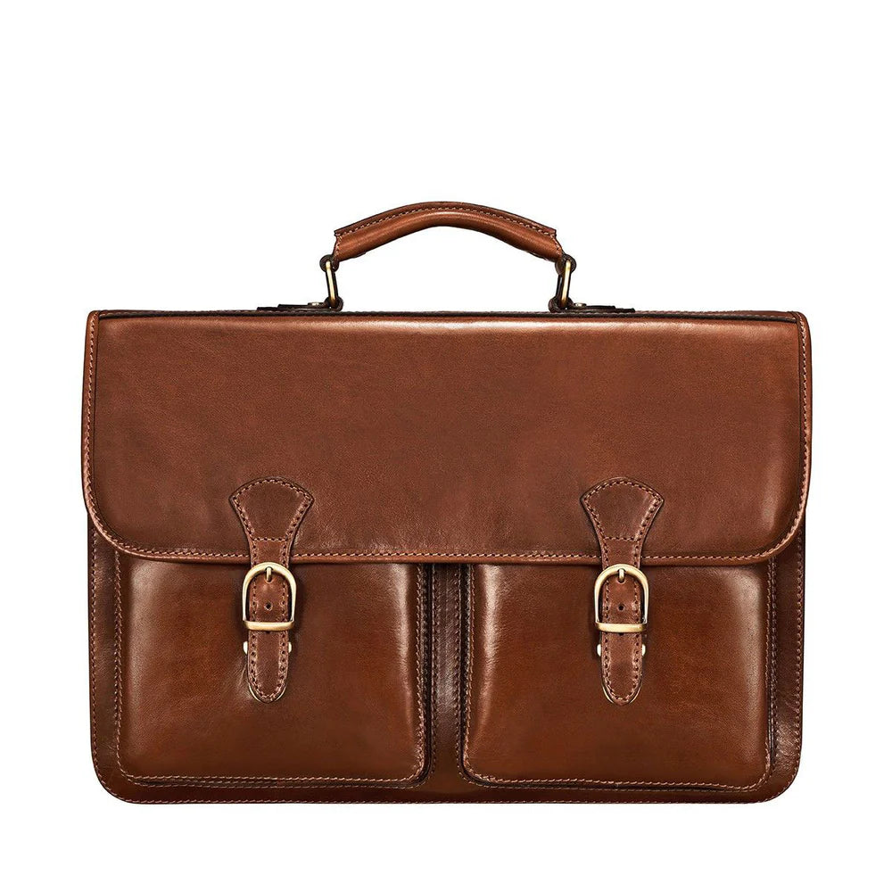 Men's full grain leather laptop briefcase handcrafted by SOVR Leather