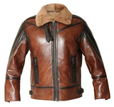 Mens Aviator Brown Shearling Leather Jacket