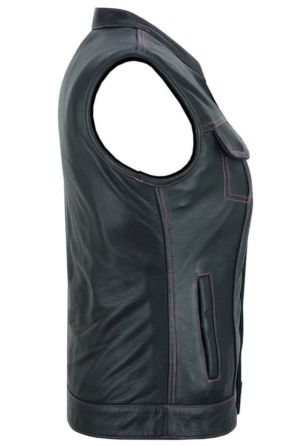 Orchid Women's Genuine Leather Motorcycle Vest