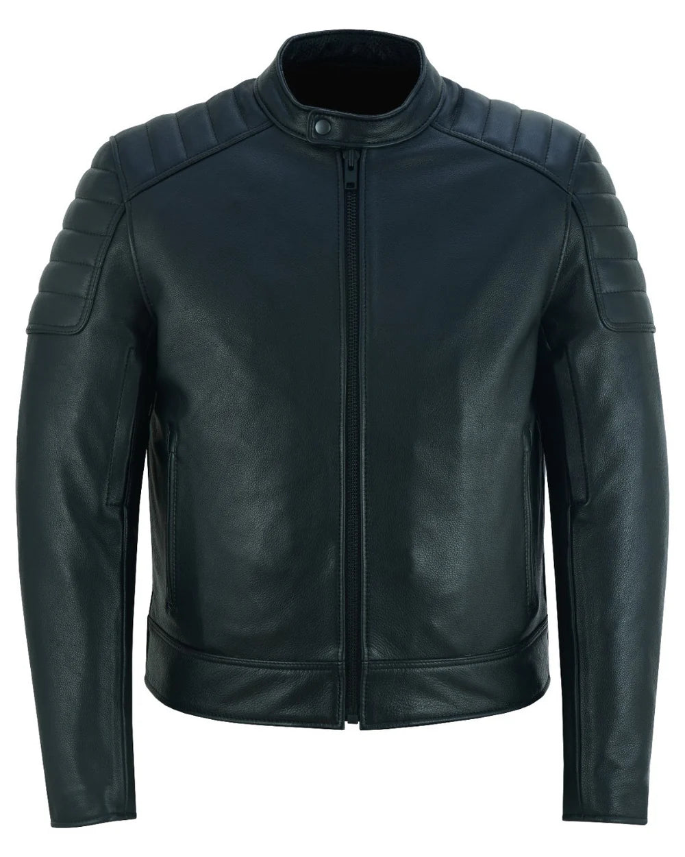 Men’s Leather Motorcycle Jacket All-Season Riding Jacket with Ventilation