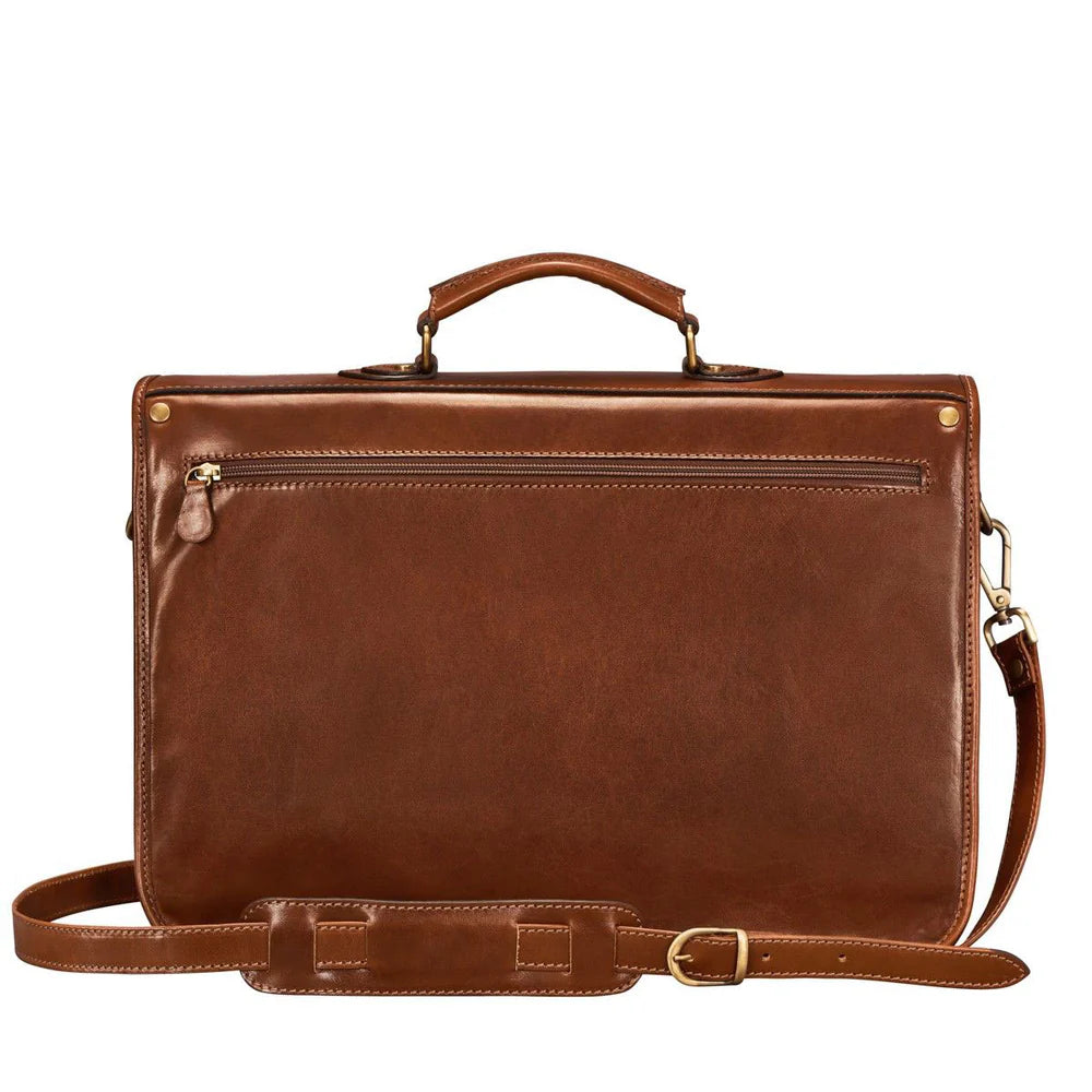 The Royal Pursuit Handmade 17" Genuine Leather Laptop Briefcase Satchel