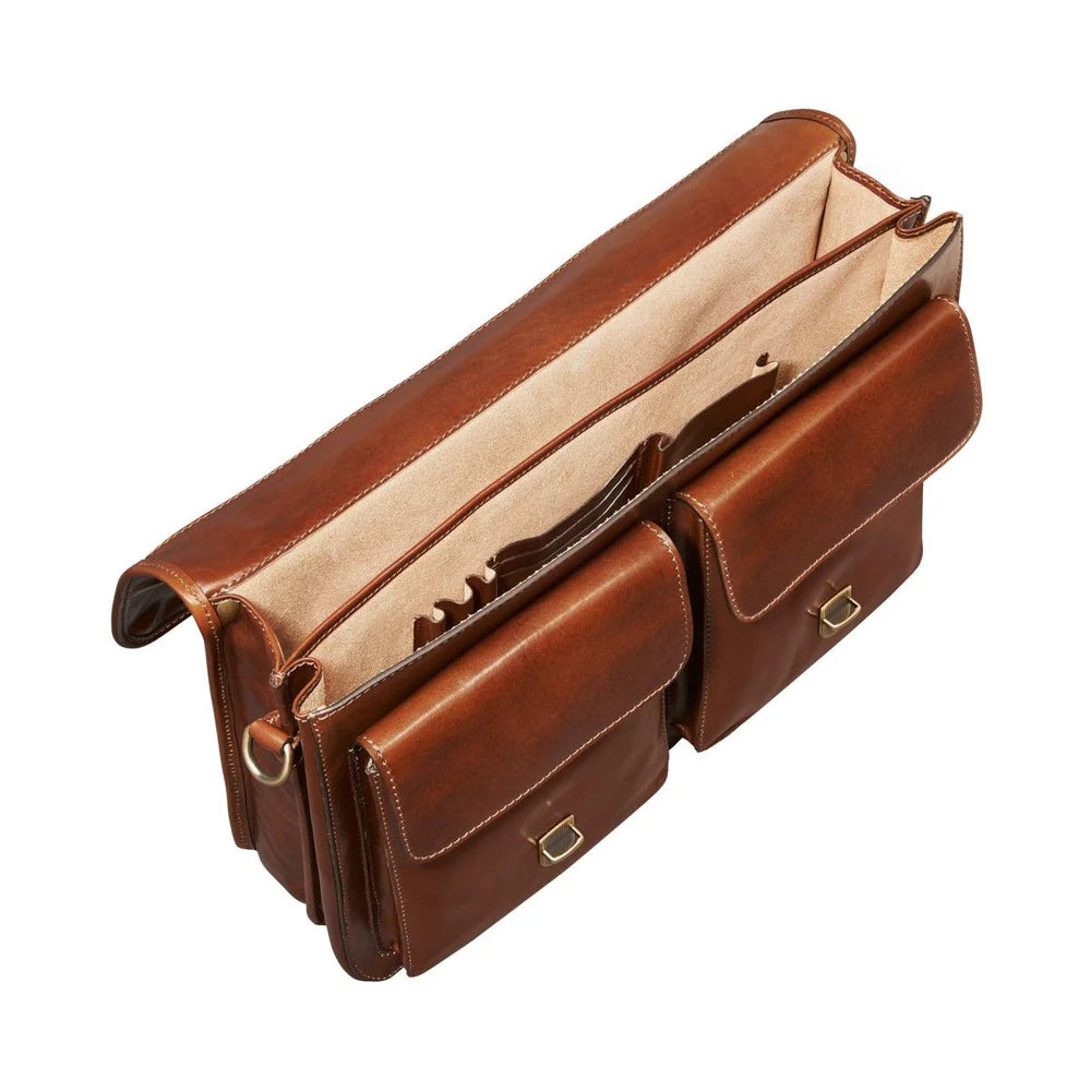 The Royal Pursuit Handmade 17" Genuine Leather Laptop Briefcase Satchel