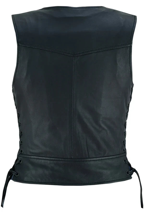 Raven Women's Genuine Leather Motorcycle Vest