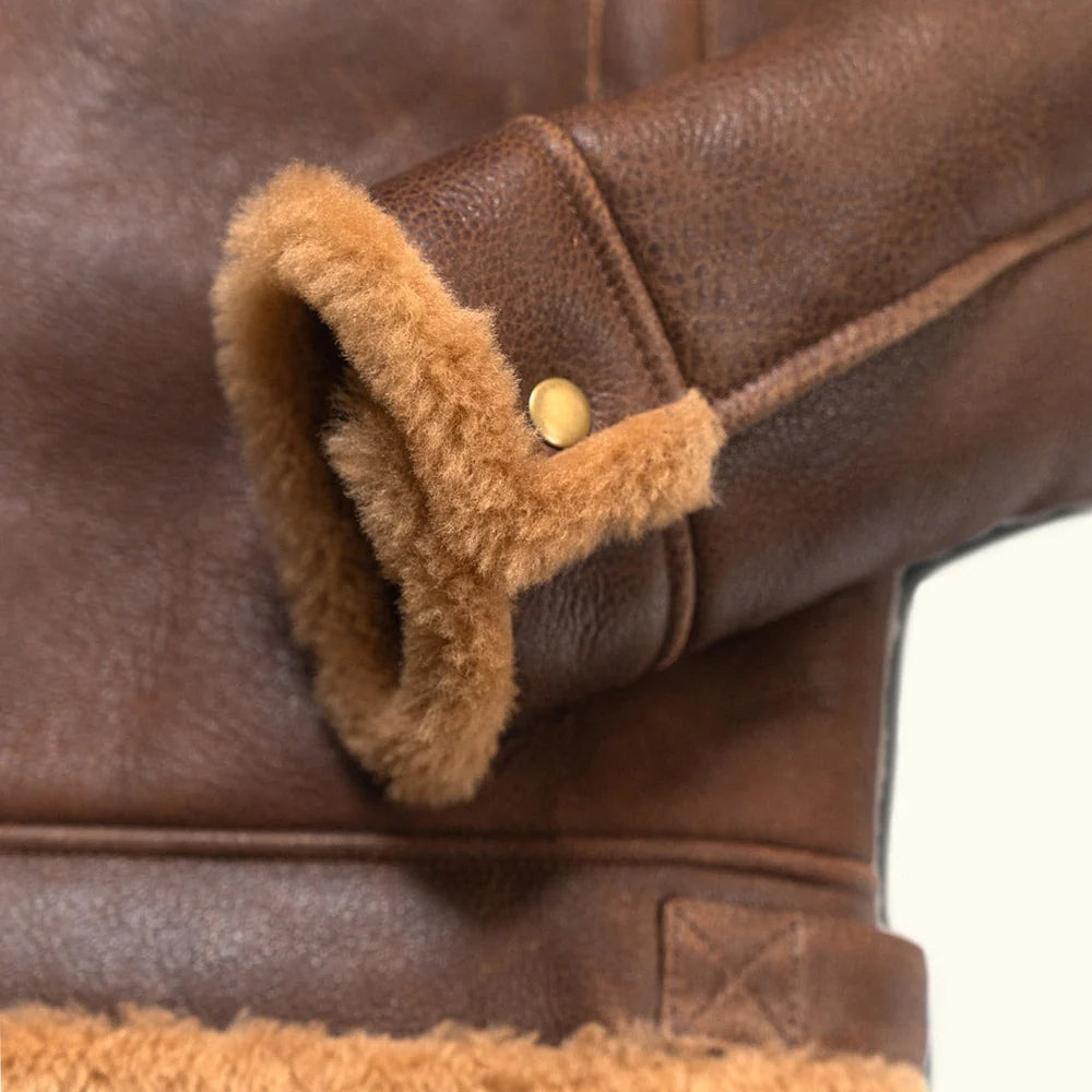 Shearling Genuine Leather Bomber Jacket