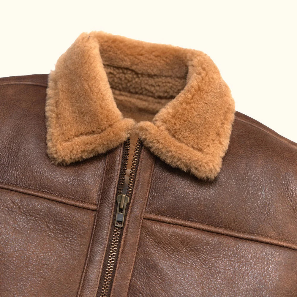 Shearling Genuine Leather Bomber Jacket