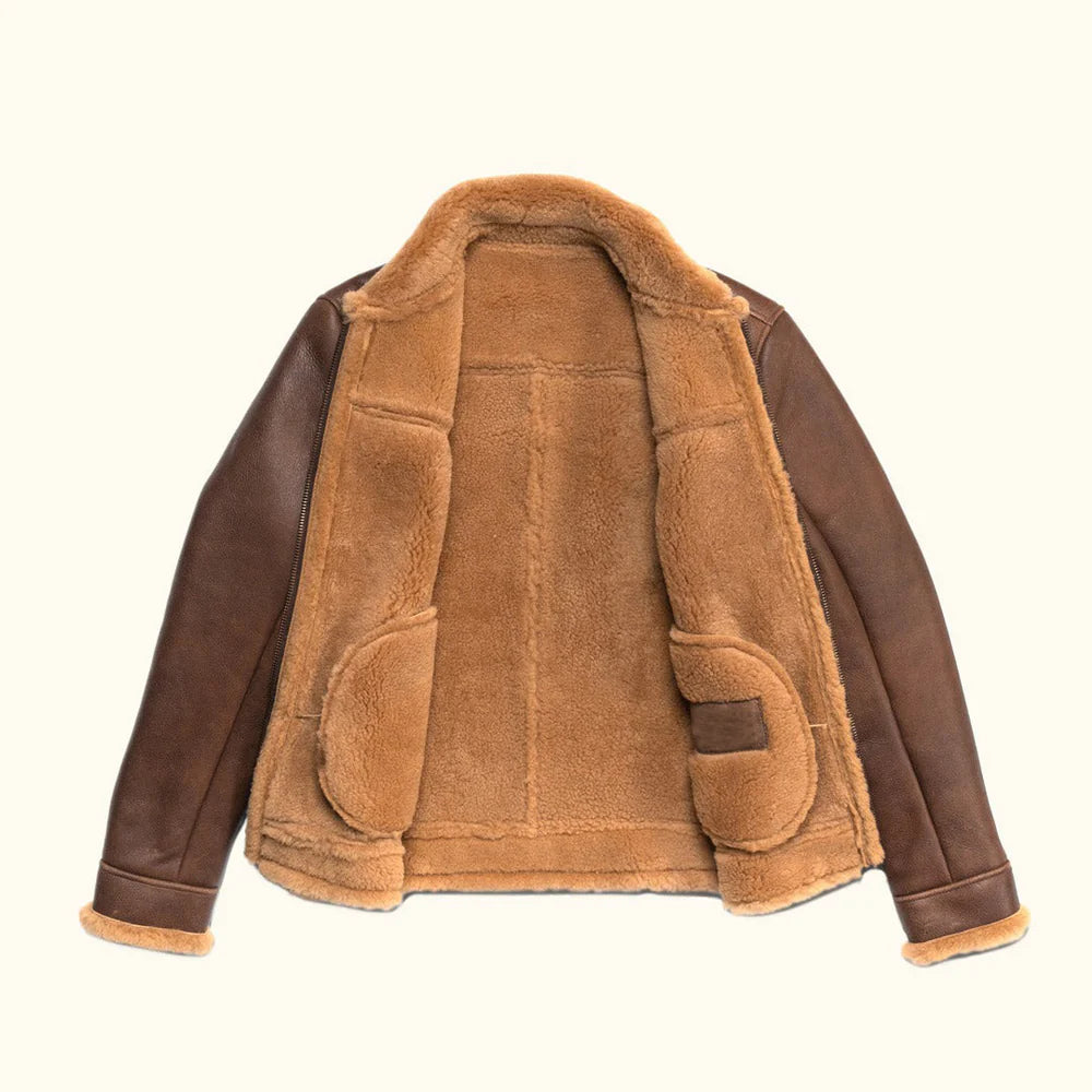 Shearling Genuine Leather Bomber Jacket