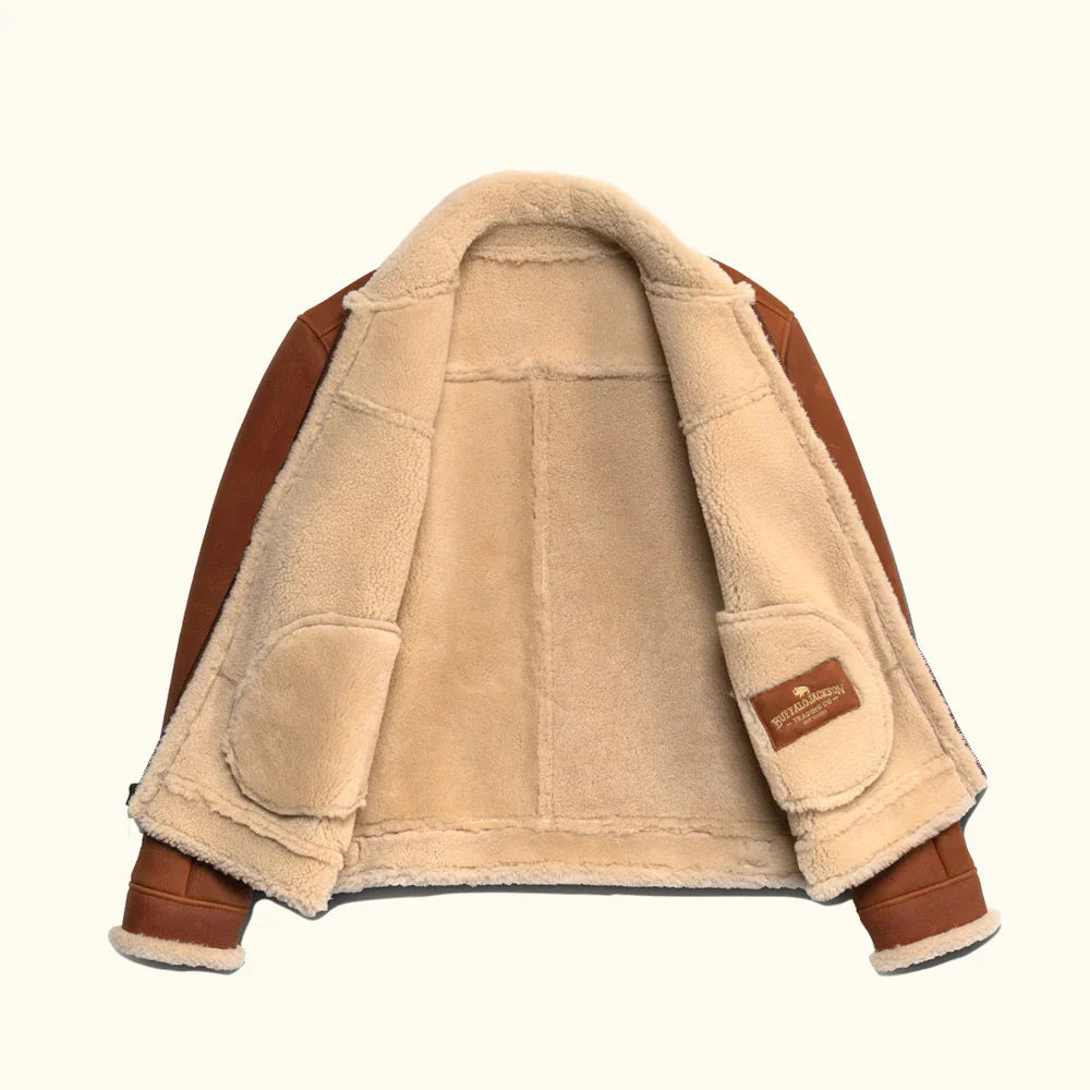 Shearling Leather Bomber Jacket – Men Fit