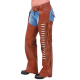 Sheriff Men's Brown Leather Motorcycle Chaps