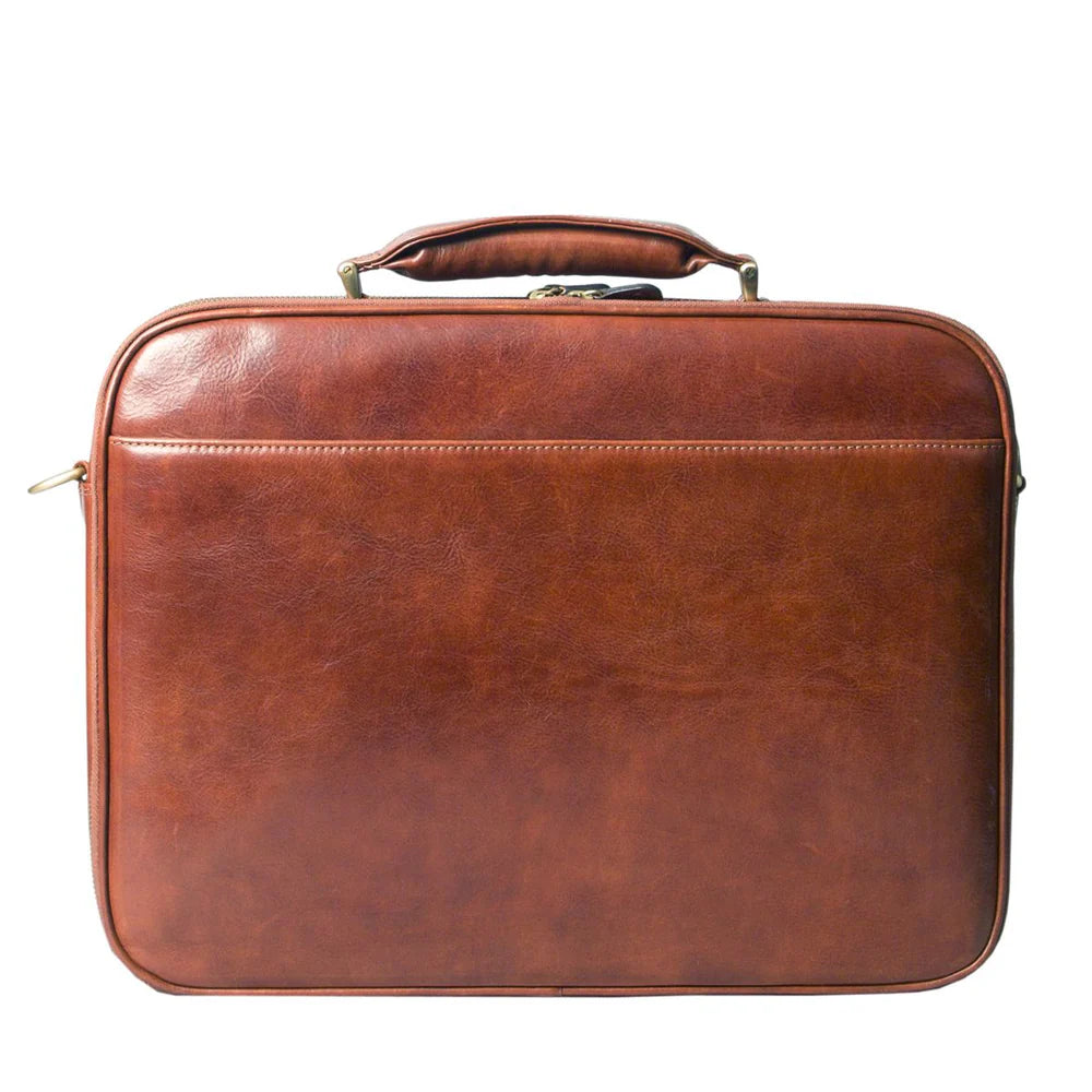 Men's slim leather laptop bag handcrafted by SOVR Leather