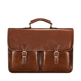 The Royal Pursuit Handmade 17" Genuine Leather Laptop Briefcase Satchel