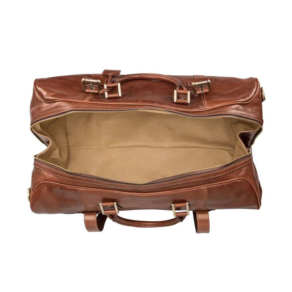 Men's vintage leather travel bag handcrafted by SOVR Leather