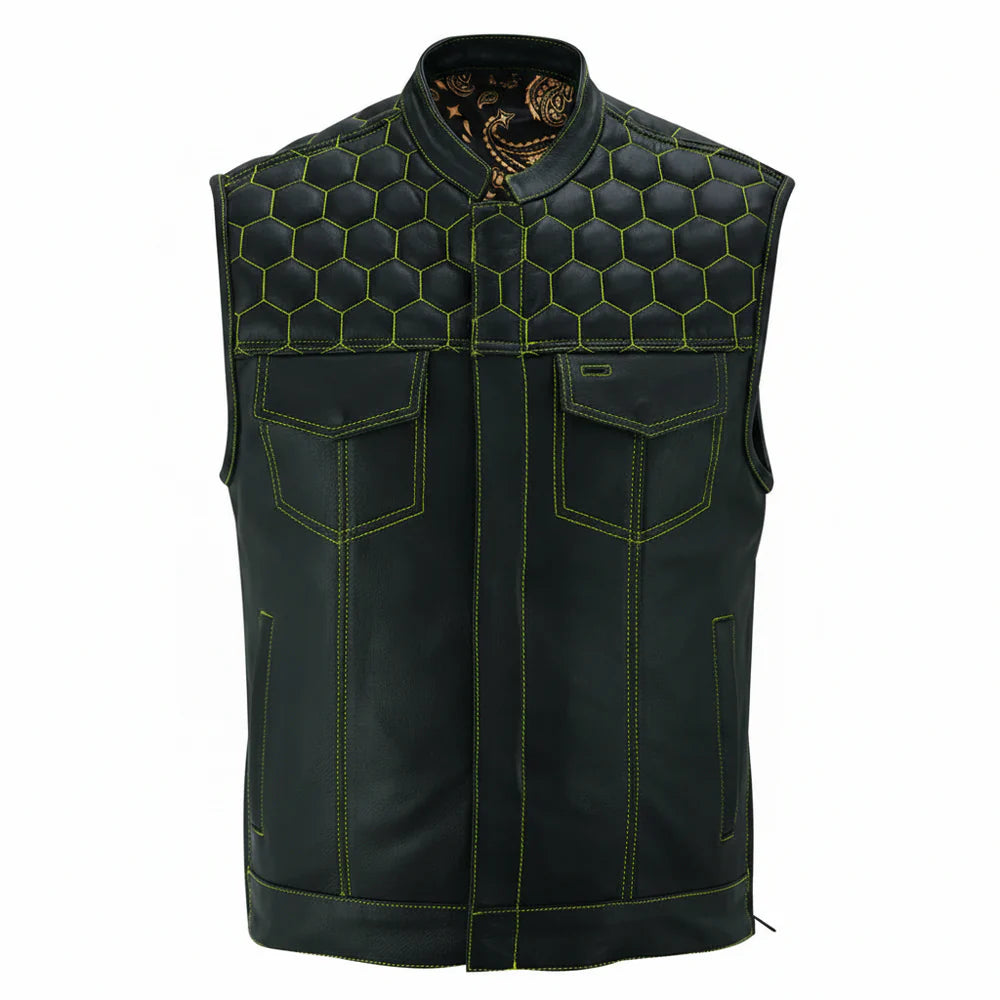 Auric Men's Genuine Leather Motorcycle Vest