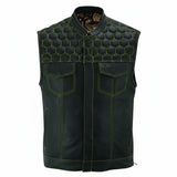 Auric Men's Genuine Leather Motorcycle Vest