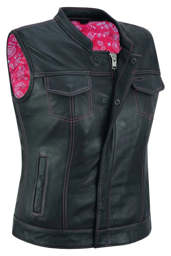 Orchid Women's Genuine Leather Motorcycle Vest