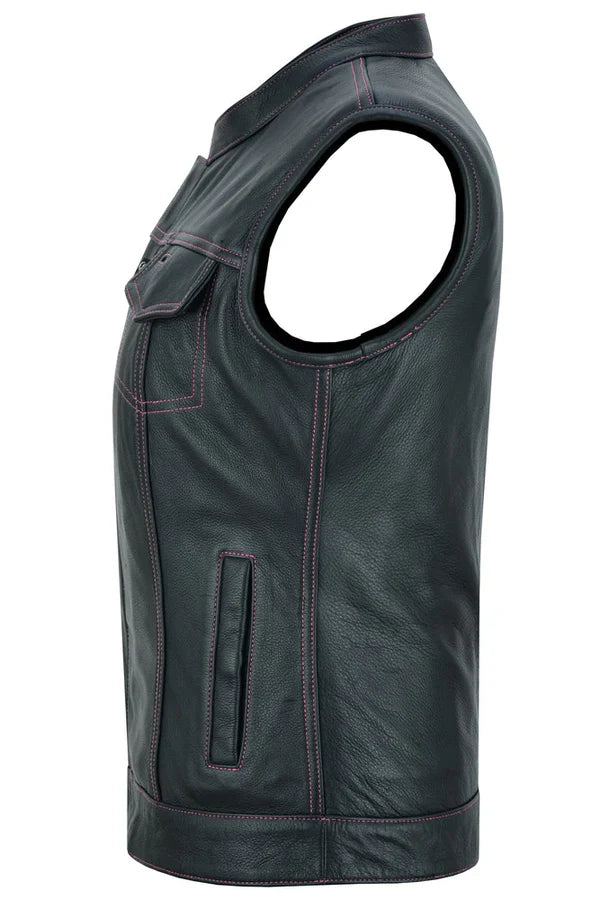 Orchid Women's Genuine Leather Motorcycle Vest