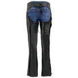 Women's biker leather chaps handcrafted by SOVR Leather