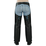 Horza Women's Black Genuine Leather Motorcycle Chaps