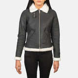 Black & White Leather Shearling Jacket