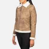 Distressed Brown Leather Shearling Jacket