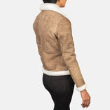 Distressed Brown Leather Shearling Jacket