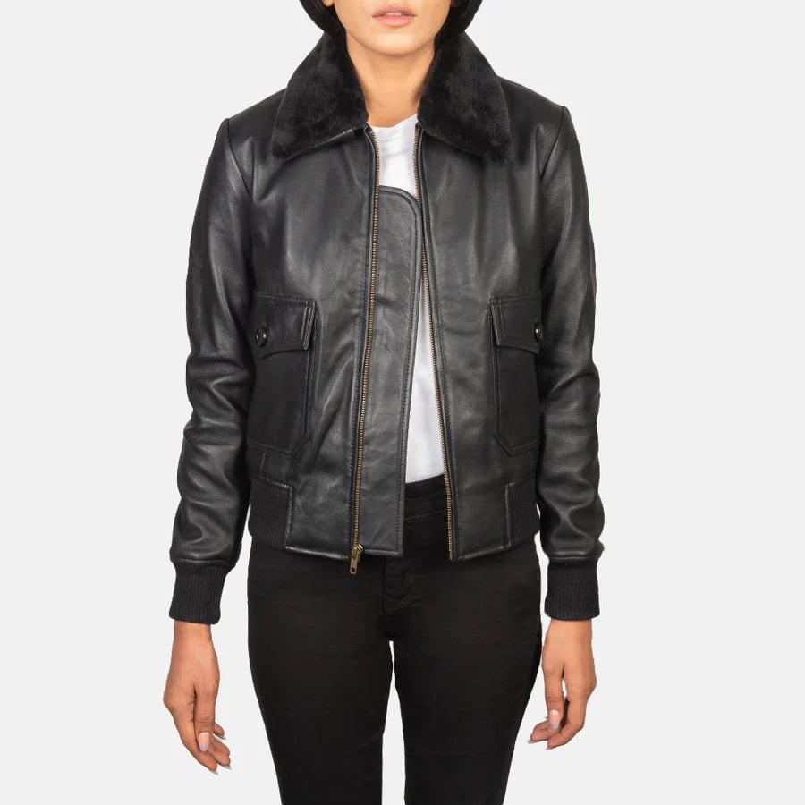 Black Leather Shearling Jacket