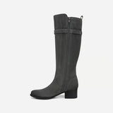 Women's Wide Calf Knee-High Genuine Leather Western Riding Boots