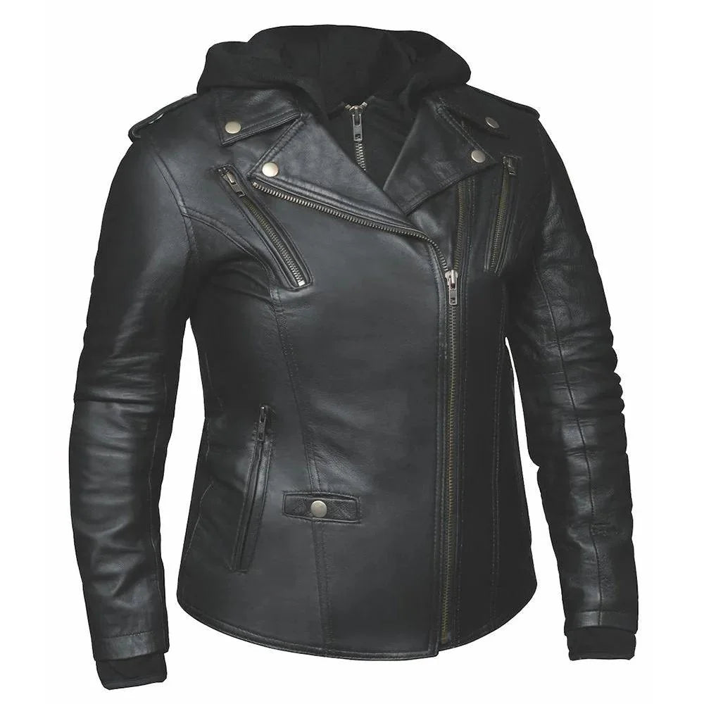 Cher - Women's Lambskin Leather Motorcycle Jacket