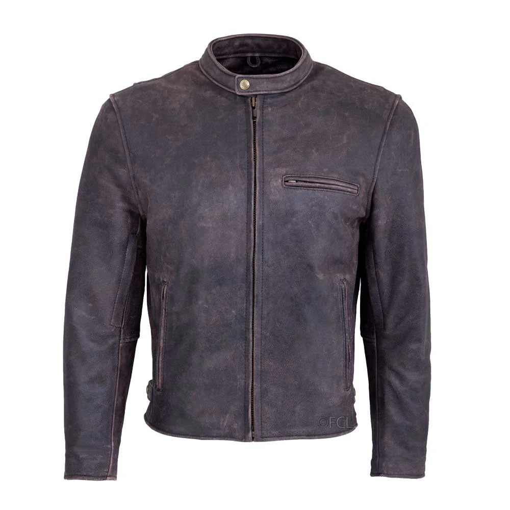 Brown Leather Motorcycle Jacket – All-Season Riding Jacket with Armor Pockets