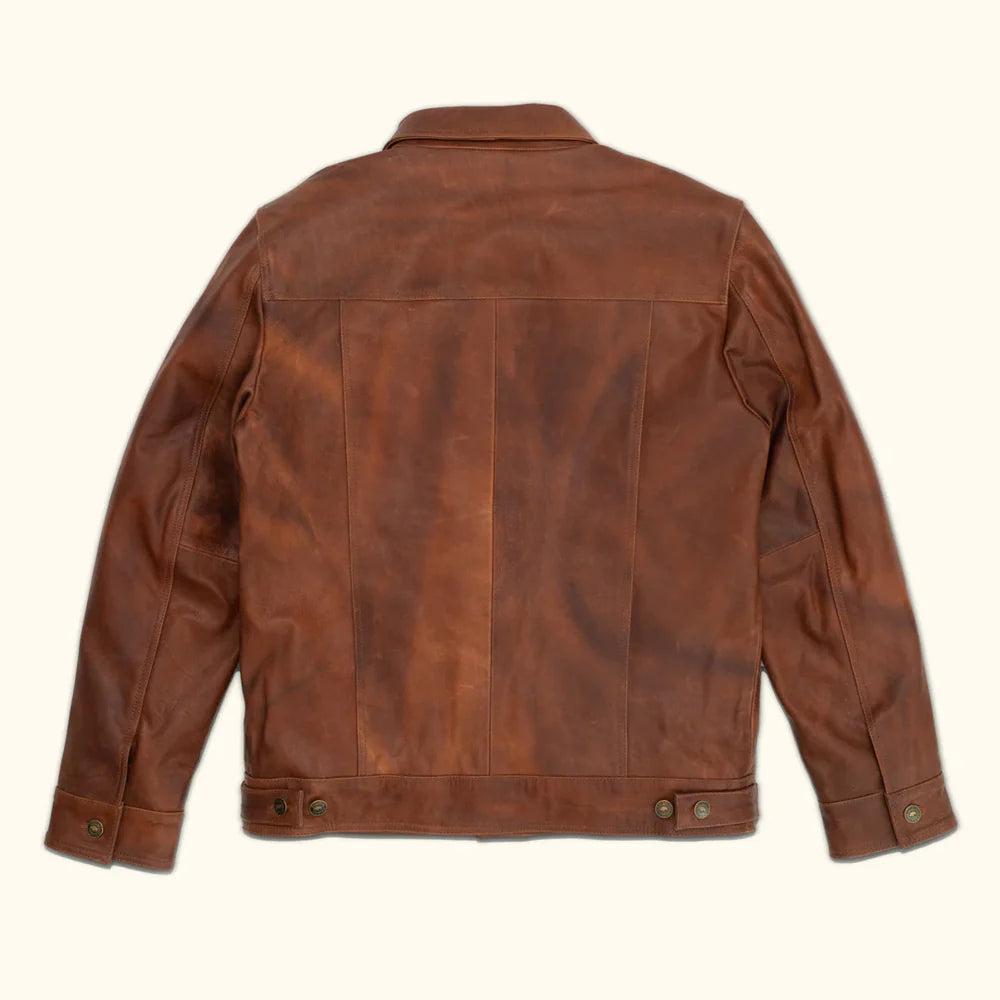Men Leather Jacket – Full-Grain Denim-Inspired Jacket