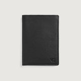 Men's black genuine leather travel wallet front view by SOVR Leather