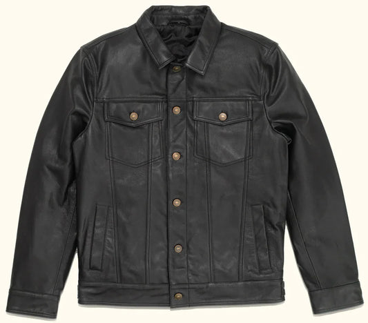 Black Leather Jacket – Full-Grain Goat Leather Men's Jacket