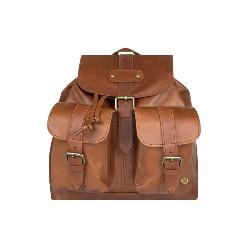 SOVR Leather Frontier full-grain leather backpack front view